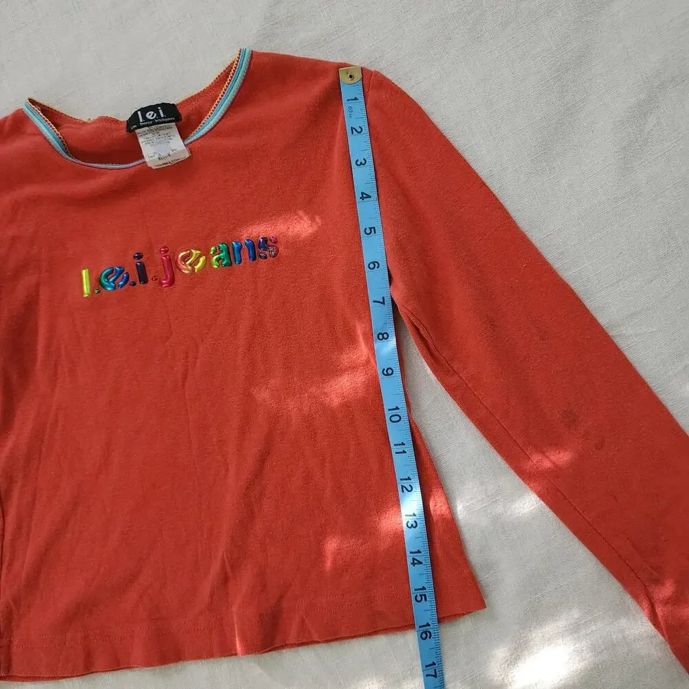 Vintage Y2K LEI Jeans Spellout Long Sleeve Shirt kids 7/8